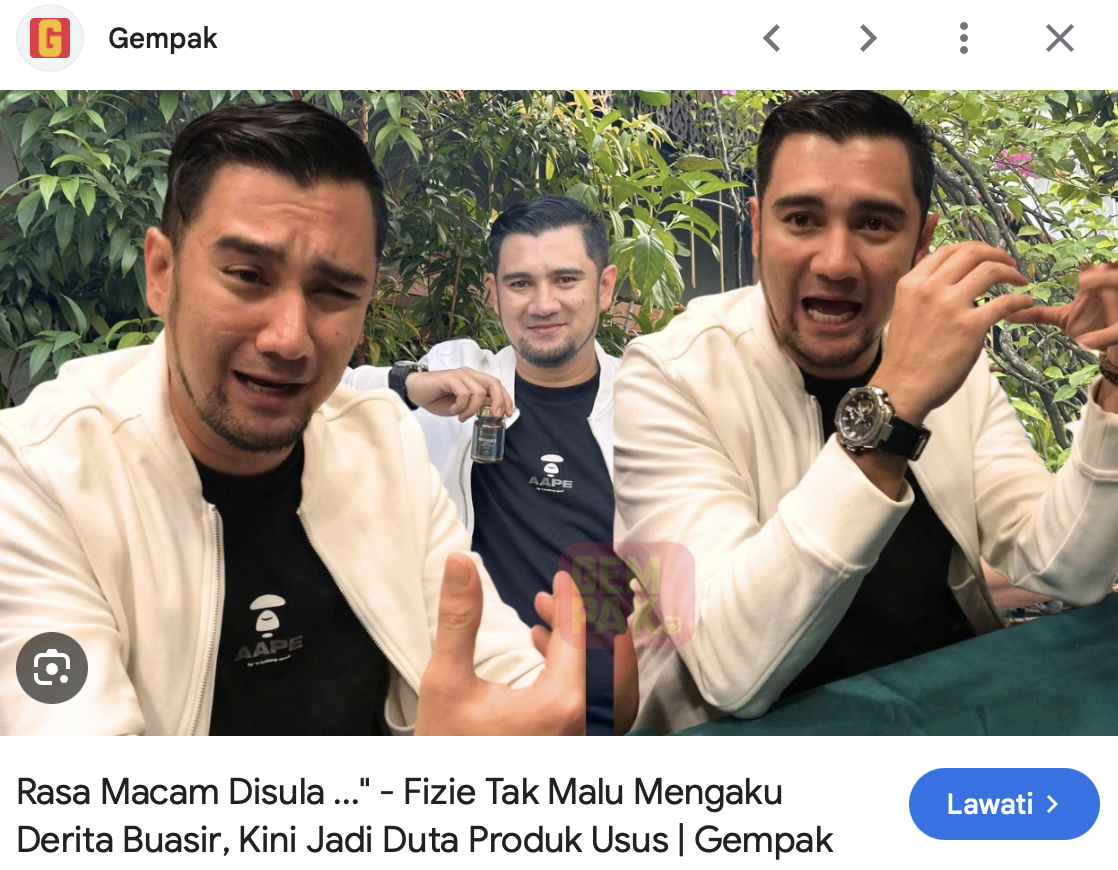 Artikel Gempak tentang Fizie sebagai duta EnerVast