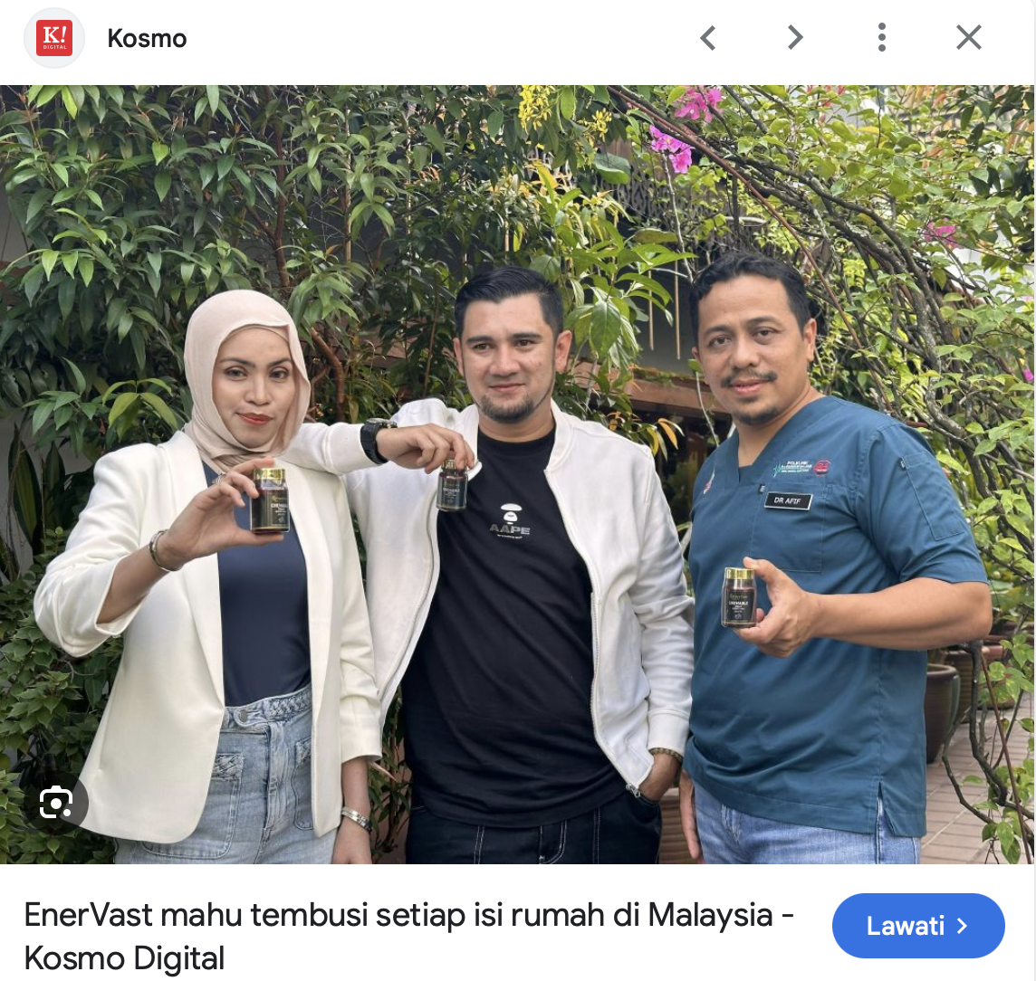 Artikel Kosmo! Online tentang EnerVast